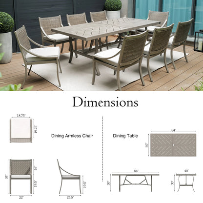 Tampa Rectangular Patio Dining Table and 8 Chairs