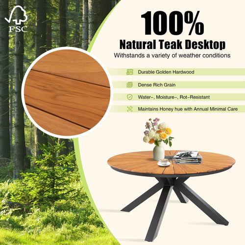 PEAKHOME FURNISHINGS Nuova 60'' Outdoor Dining Table With Round Teak Top