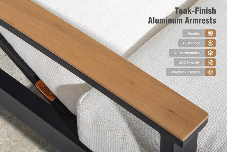 Teak-Finish Aluminum Armrests