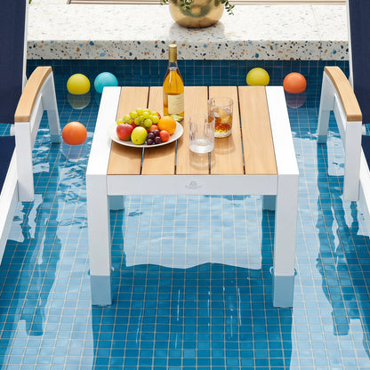 Modern Minimalist Outdoor Furniture Side Table With Natural Teak Tabletop