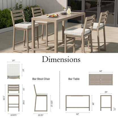 Winston Outdoor Bar Table and 4 Barstools