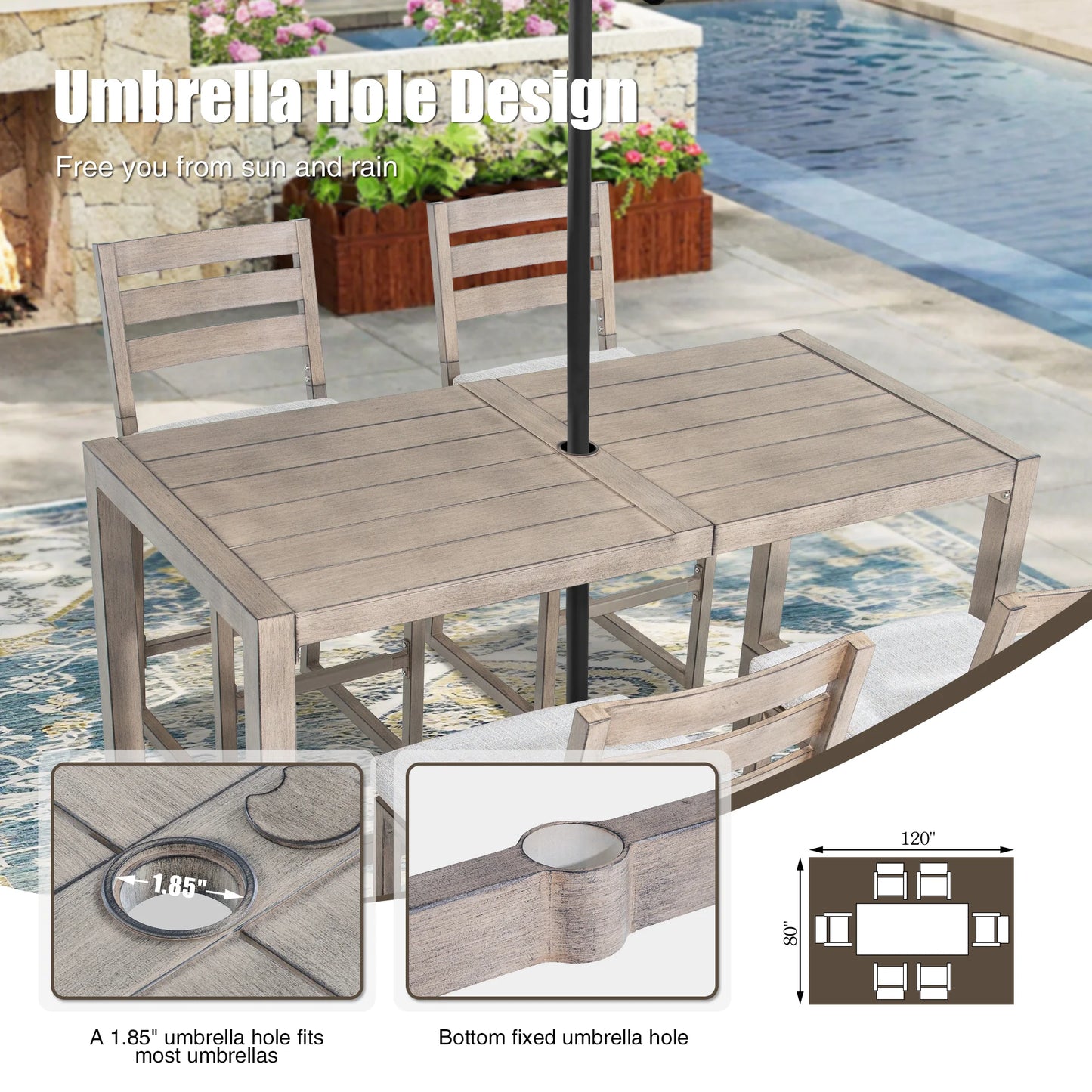 Winston Outdoor Bar Table and 4 Barstools