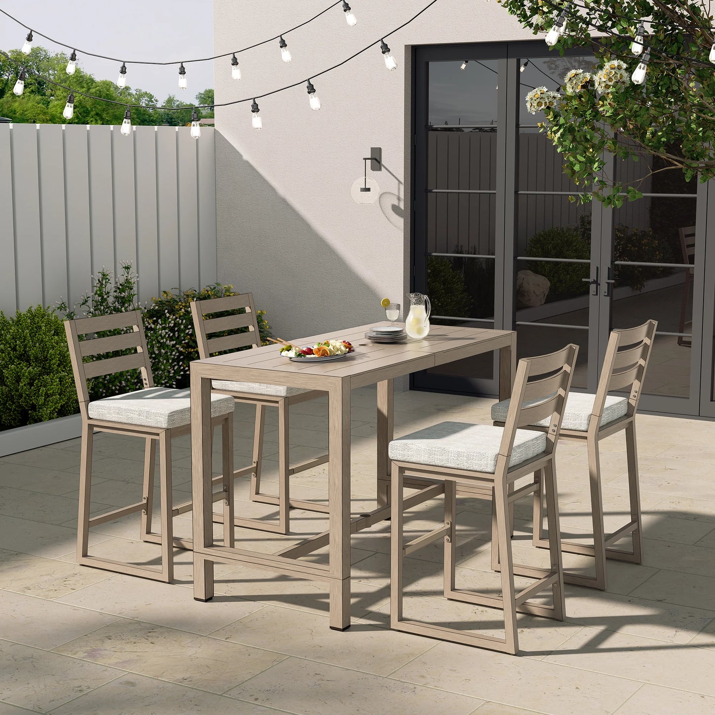 Winston Outdoor Bar Table and 4 Barstools
