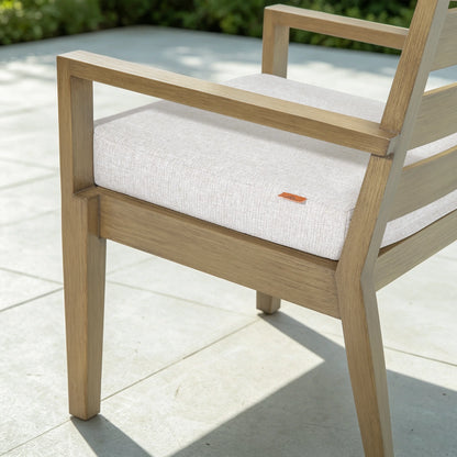 Alcudia Aluminum Patio Dining Chairs Set of 2 with Hand-Brushed Oak Finish