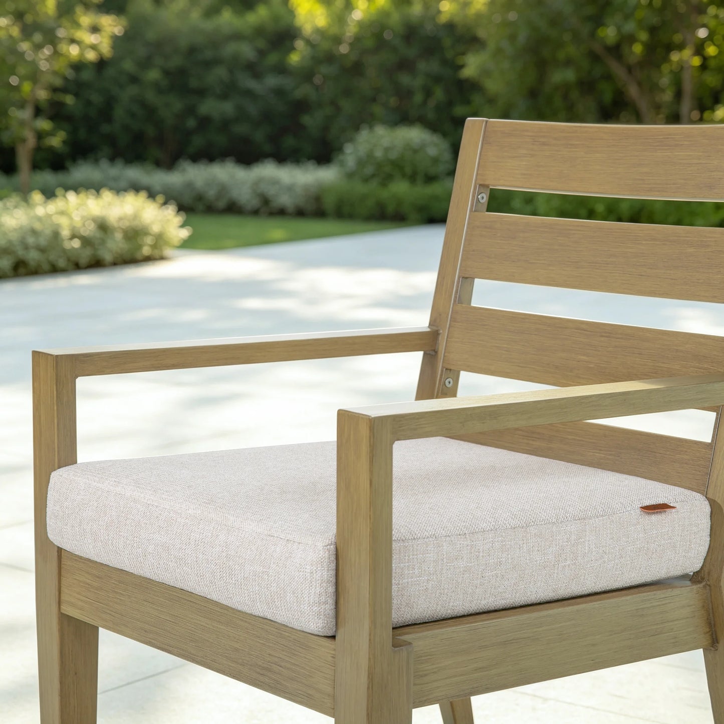 Alcudia Aluminum Patio Dining Chairs Set of 2 with Hand-Brushed Oak Finish