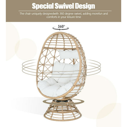 Peakhome Furnishings Outdoor Rattan Swivel Egg Chair for Patio, Backyard, Living Room