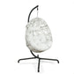 Outdoor Egg Chair Hanging Swing Chair with Stand Patio Wicker Tear Drop Hammock Chair with Cushion, Beige