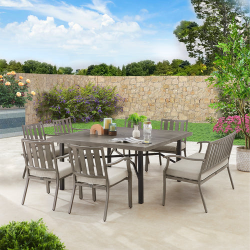 Azur Patio 8-Person Square Dining Set With Sunbrella Cushions