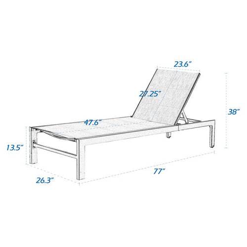 PEAKHOME Outdoor Chaie Lounges with Wheels and Quick Dry Foam Set of 2