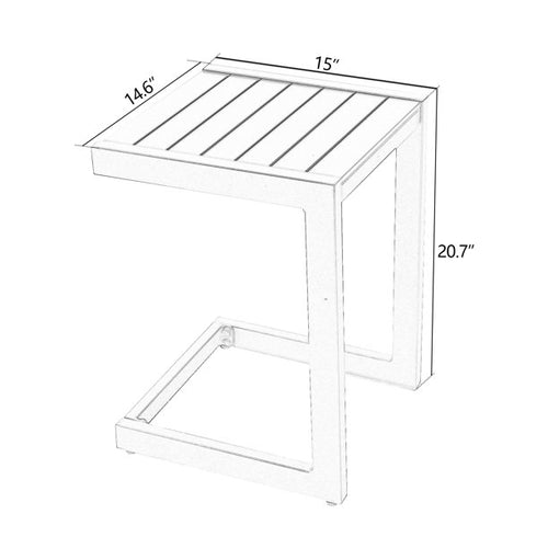 Patio Aluminum Side Table Outdoor Indoor C Shaped End Table