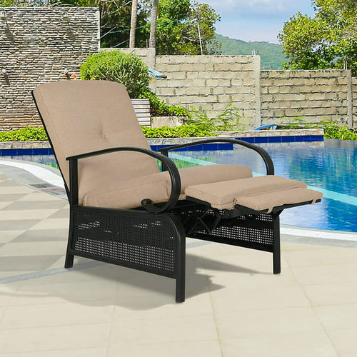 Outdoor/Indoor 2-Person Conversation set Seating Group with Recliner Chairs and Metal End Table