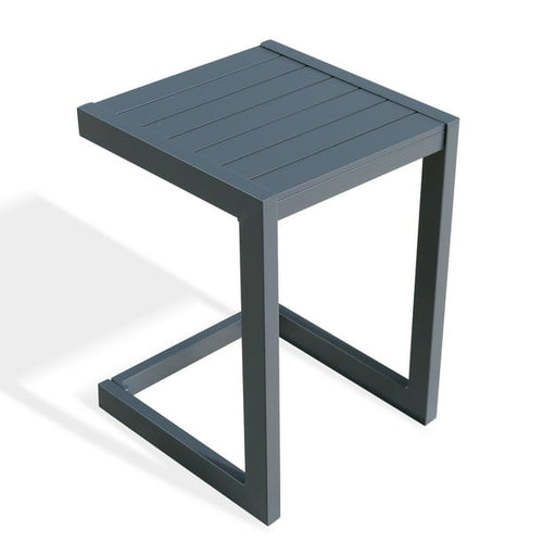 Patio Aluminum Side Table Outdoor Indoor C Shaped End Table