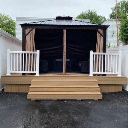 PATIO TREE 10x12 Metal Gazebo With Aluminum Frame, Curtain and Netting