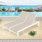 Outdoor Sling Double Chaise Lounge Chairs with Aluminum Frame, Beige