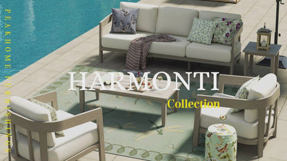 PEAKHOME Harmonti Patio 5-Piece Aluminum Swivel Conversation Sofa Set With Cushions