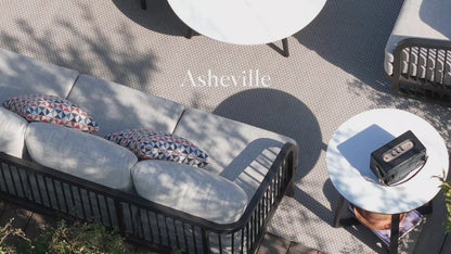 Asheville 6-Piece Aluminum Patio Seating Set With Nesting Sintered Stone Tables