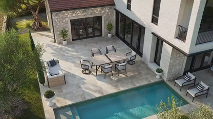 Asheville Patio Rectangular Dining Table and 6 Swivel Chair