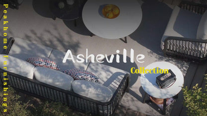 Asheville 6-Piece Aluminum Patio Seating Set With Nesting Sintered Stone Tables