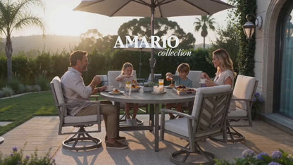 Amario 7 Pieces Round Patio Dining Set with Swivel Chair | Pre-Order | Restocking Soon