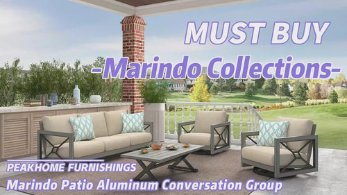 Marindo 5 Pieces Outdoor Aluminum Conversation Seating Group with Sunbrella Cusions and Coffee Table Side Table for 5 Person