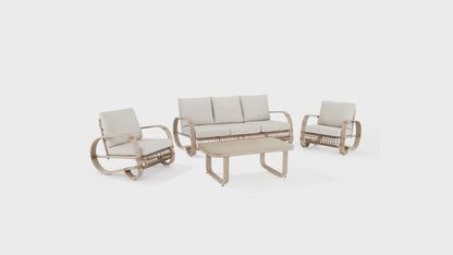 Arsterie 4 Pieces Aluminum Patio Conversation Sofa Sets With Wicker Decoration
