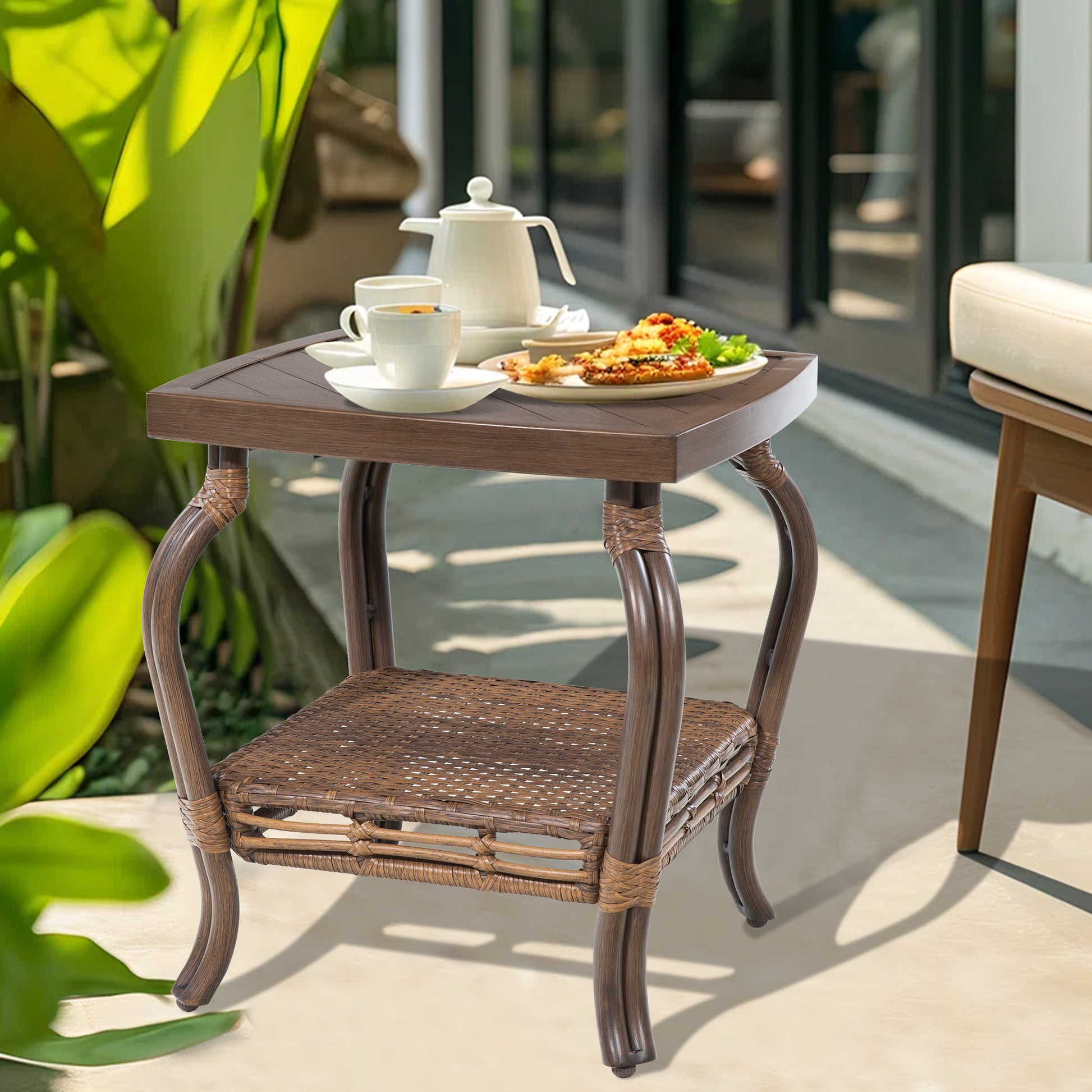 peakhome furnishings Arsterie Patio Square Side Table 2