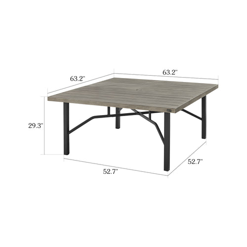 Azur Patio Aluminum Square Dining Table with Umbrella Hole