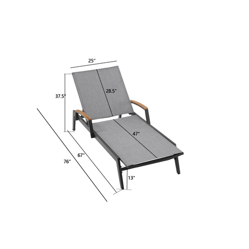 Canyon 2PCS Outdoor Aluminum Chaise Lounge With Phifertex® Sling Fabric