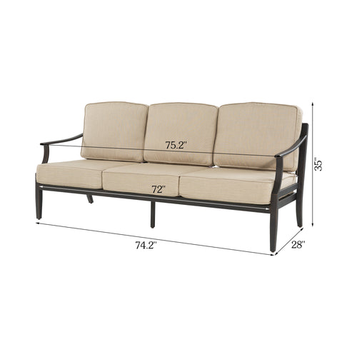 Tamarin Aluminum Outdoor Patio Sofa With Sunbrella Cushions