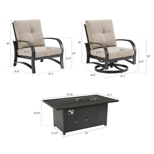 Chamber 4 Seat Patio Conversation Sets With Sunbrella® Cushions And Fire Pit Table