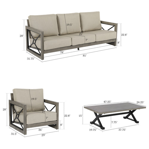 Marindo Patio 4 Pieces Aluminum Patio Conversation Set with Sunbrella® Cushions for 5 Person