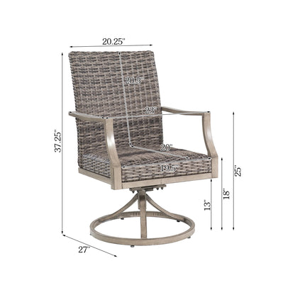 PEAKHOME Allure 2 Pieces Outdoor Swivel Dining Chair With Padded Quick Dry Foam