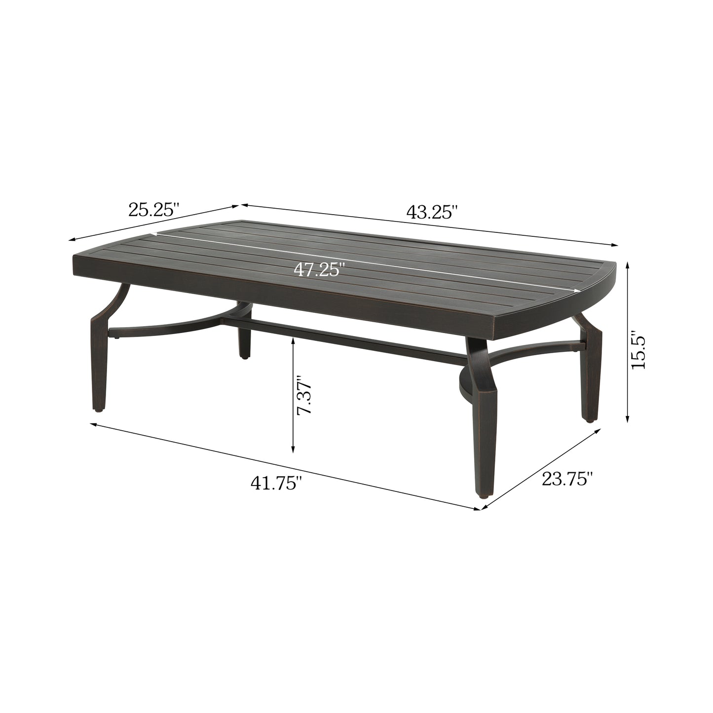 Tamarin Patio Aluminum Rectangular Coffee Table