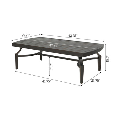Tamarin Patio Aluminum Rectangular Coffee Table