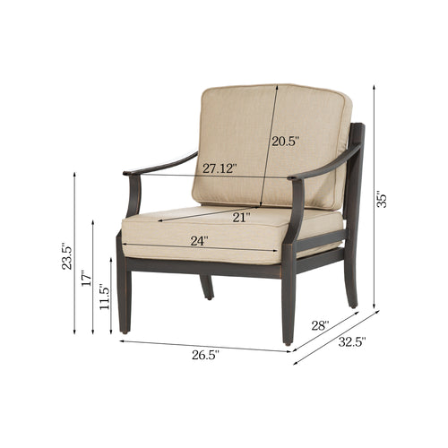 Tamarin Patio Aluminum Club Chair With Sunbrella® Cushions