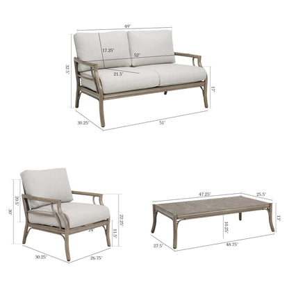 Lamando 4 Piece Aluminum Patio Furniture Sets with Olefin Cushions for 4 Person