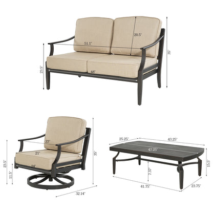 Tamarin Patio Loveseat Set With Swivel Chair