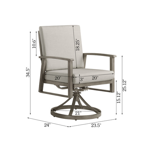 PEAKHOME Amario 2-Piece Patio Aluminum Swivel Dining Chairs With Sunbrella® Cushions