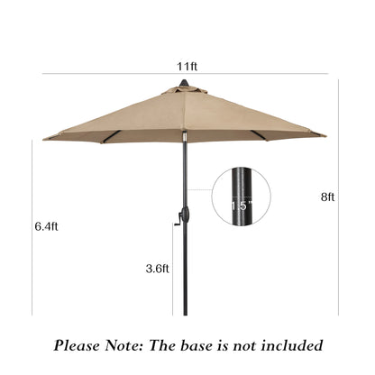 PATIO TREE 11ft Patio Octagon Market Umbrella with Sunbrella® Fabric
