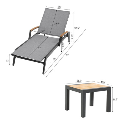 Canyon Patio Chaise Lounge 3pcs Set With Phifertex® Sling Fabric By Peak Home Furnishings