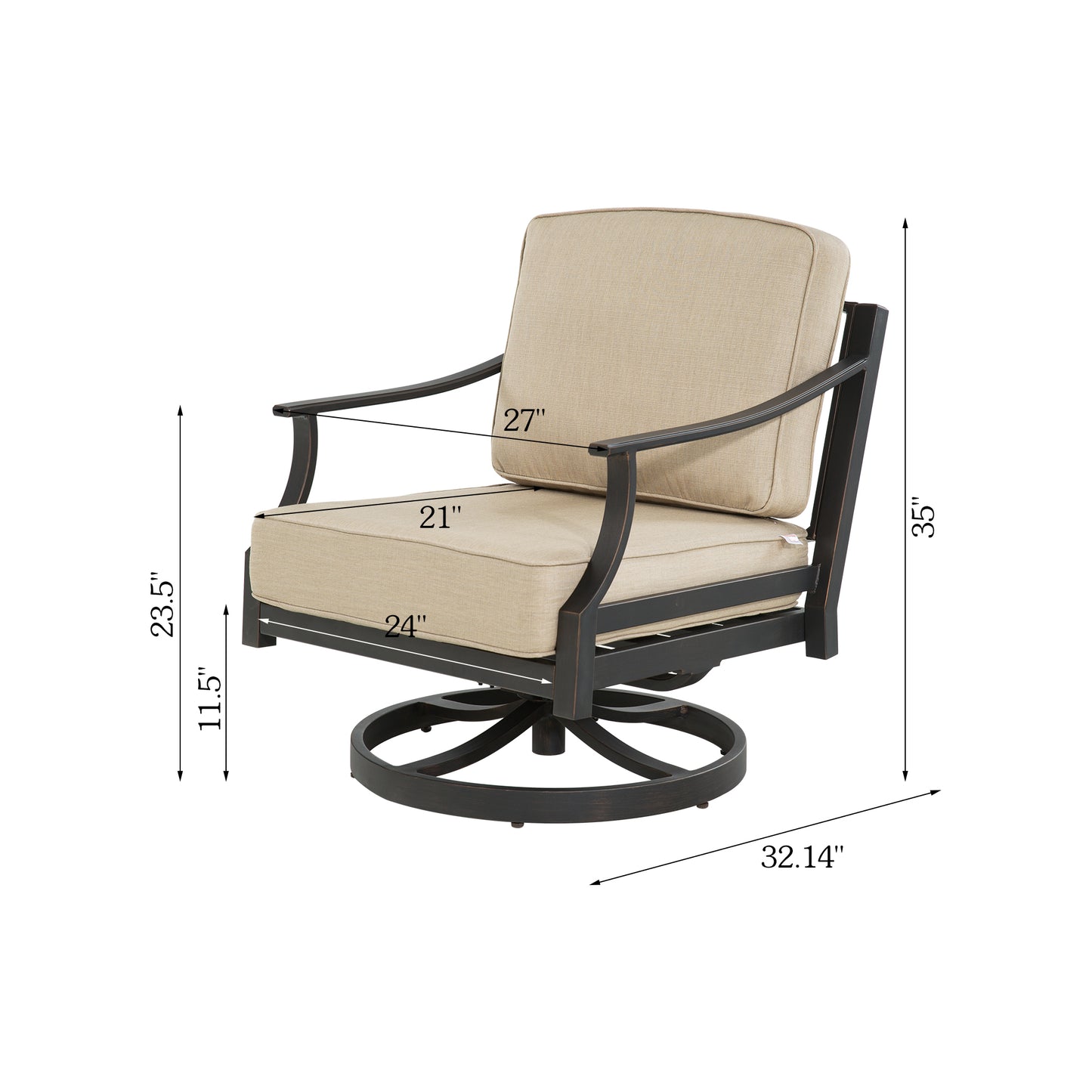 Tamarin Patio Aluminum Swivel Club Chair With Sunbrella® Cushions