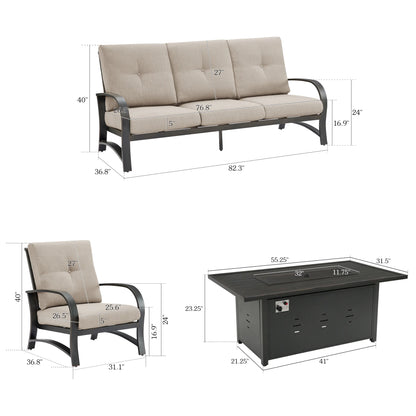 Chamber 4 Pieces Patio Furniture Sets With Sunbrella® Cushions And Fire Pit Table