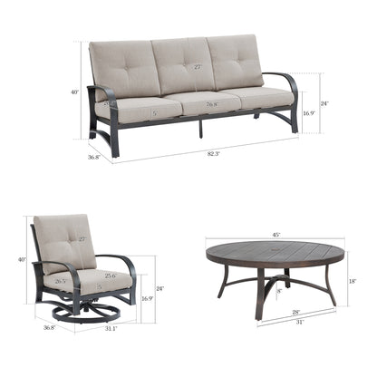 Chamber Aluminum 5 Seat Patio Conversation Sets With Sunbrella® Cushions
