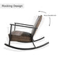 Patio Aluminum Rocking Chair Outdoor Indoor Lounge Wicker Seat Padded with Quick Dry Foam (Brown)