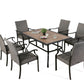 7 Piece Outdoor Dining Set Patio Wicker Furniture Dining Table Set with 6 Padded Dining Chairs and 1 Rectangular Garden Dining Table