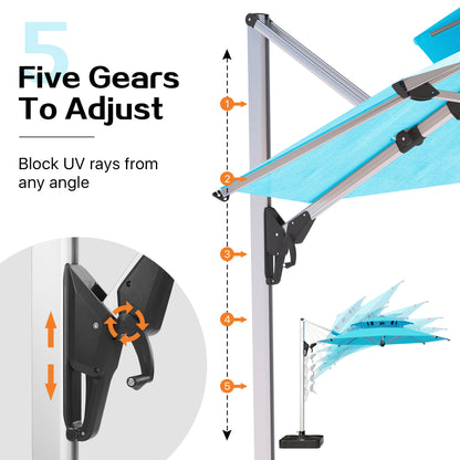 PATIO TREE Milano Double Top 11ft Round Patio Cantilever Umbrella for Deck, Pool, Backyard