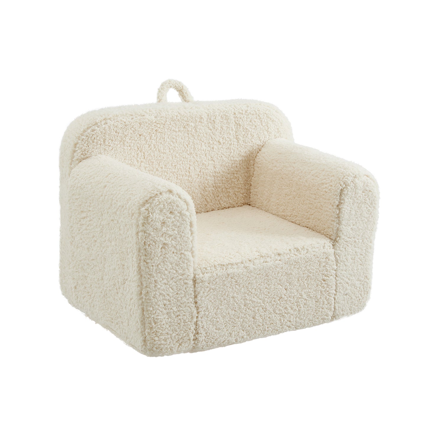 Kids Foam Sofa Chair with Removable Sherpa Slipcover for Bedroom or Playroom, Beige