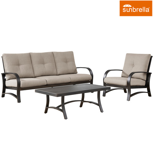 Chamber 3 Pieces Aluminum Patio Conversation Set with Sunbrella® Cushions