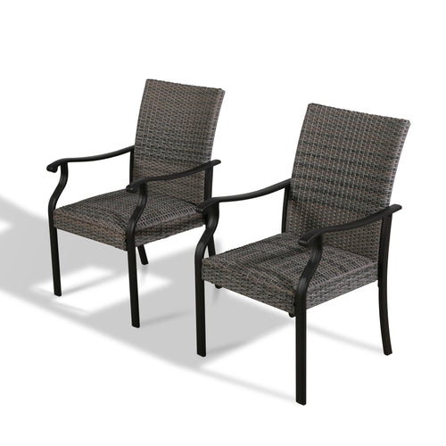 PEAKHOME Pavane Patio Wicker Dining Chair Set Padded with Quick Dry Foam