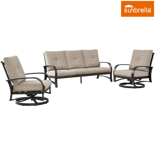 Chamber 3 Pieces Outdoor/Indoor Patio Aluminum Conversation Seating Group with Sunbrella Cushions for 5 Person